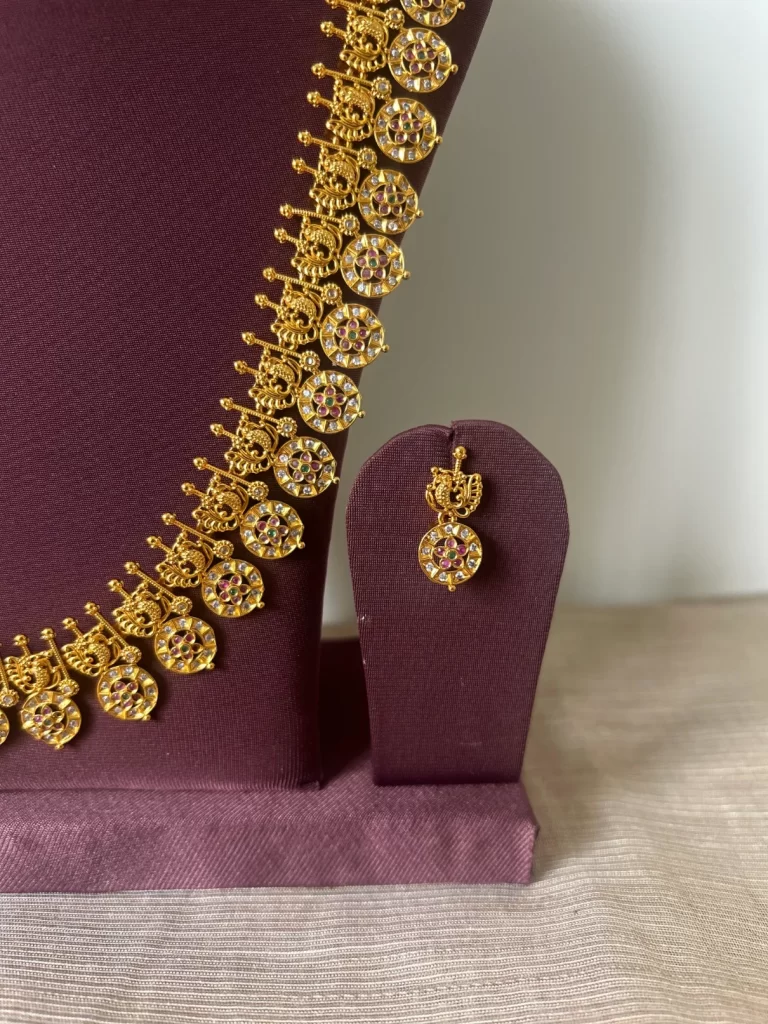 Bottumala Antique Gold Haram Set with Earrings