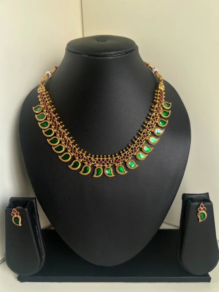 Manga Drop Palaka Necklace Set - Dark Green