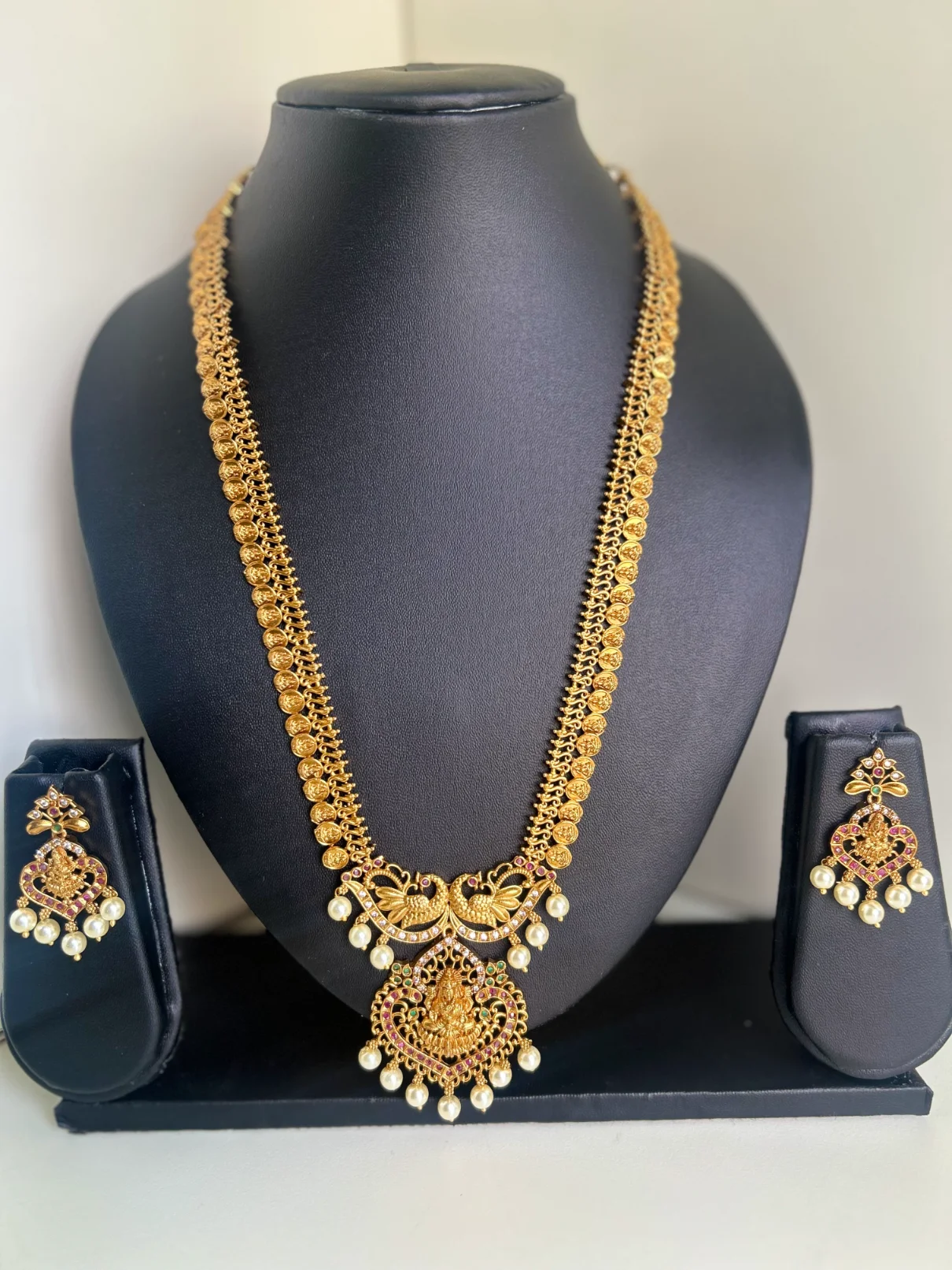 Divine Lakshmi Coin Haram Set with Peacock Design