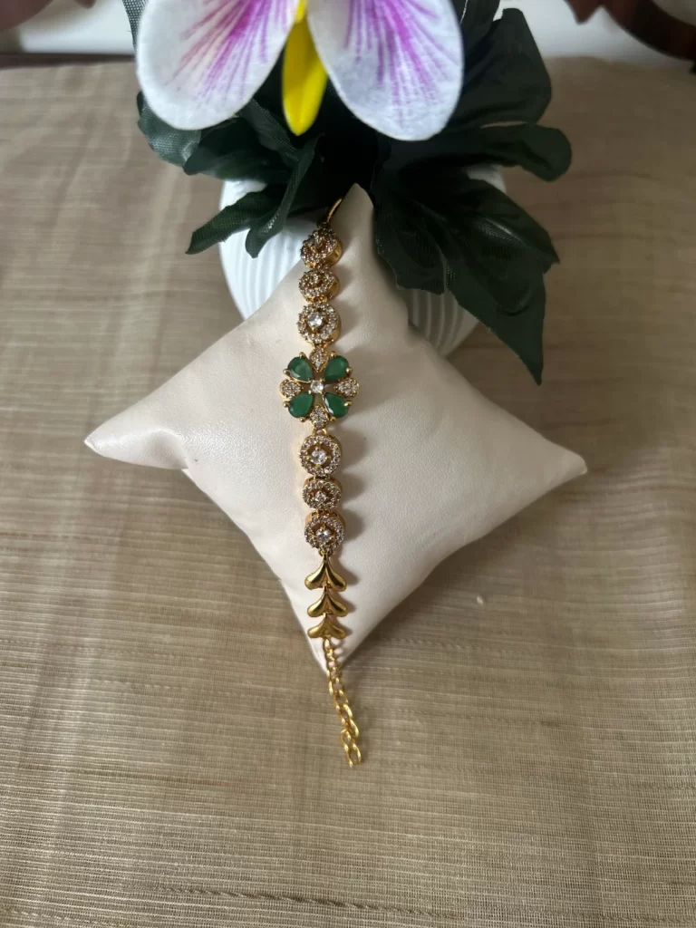 Elegant floral stone bracelet with green stones