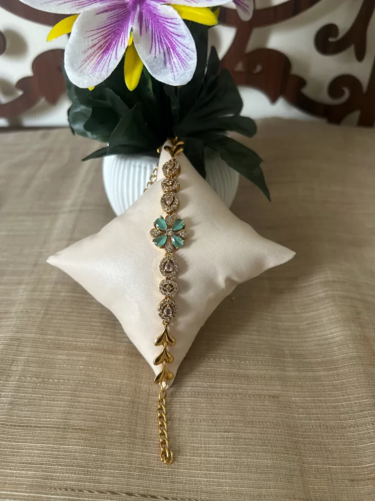 Elegant floral stone bracelet with mint green stones