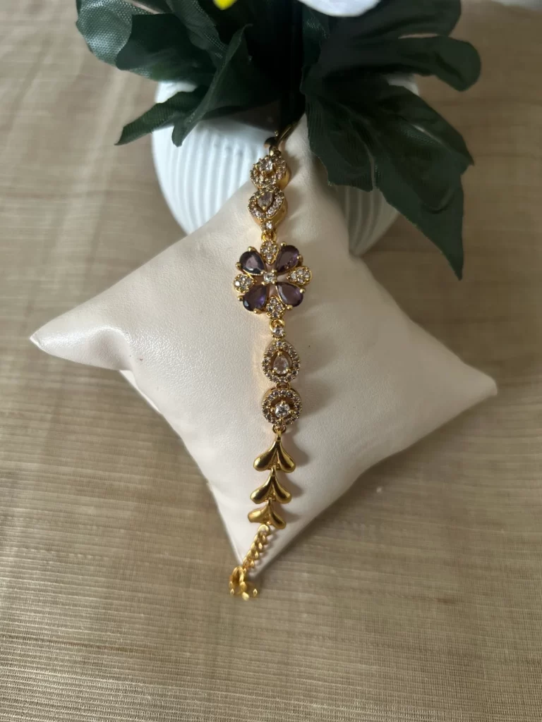 Elegant floral stone bracelet with purple stones
