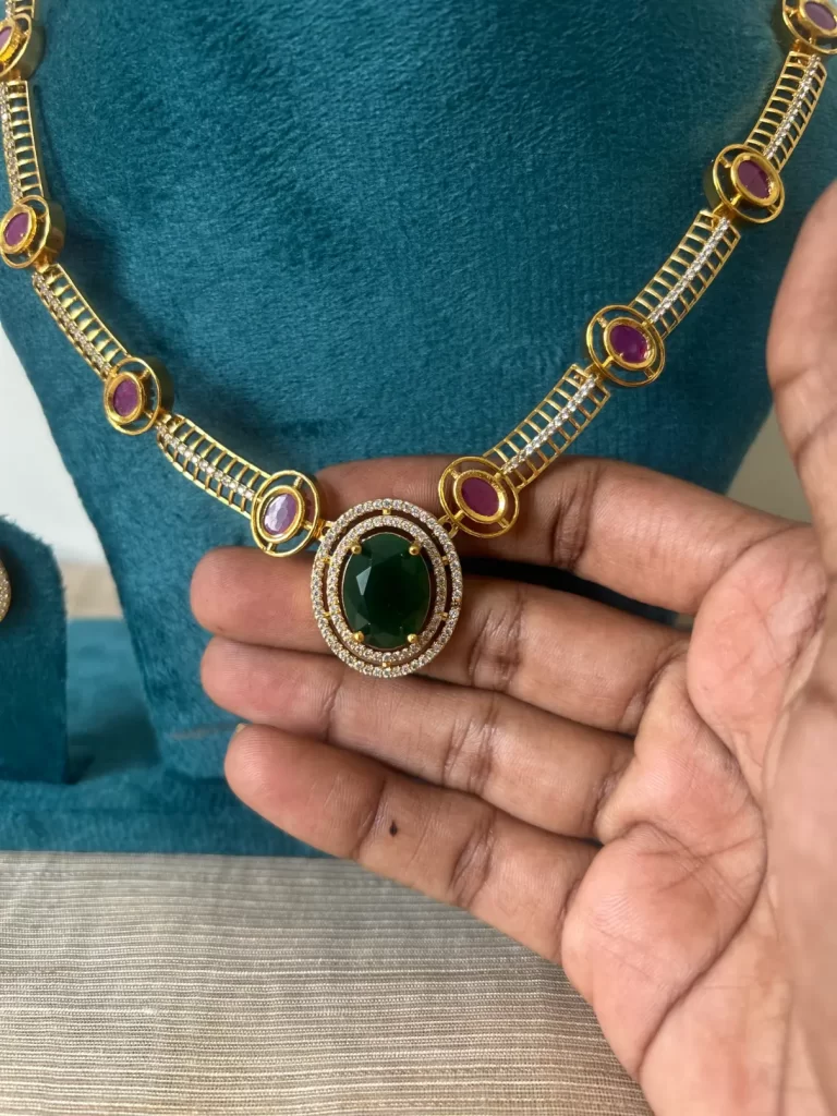 Emerald royale designer necklace set