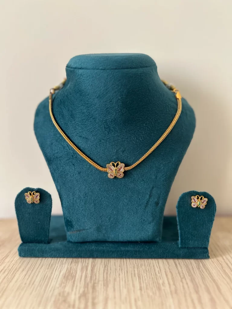 Butterfly Choker Necklace Set with Matching Studs
