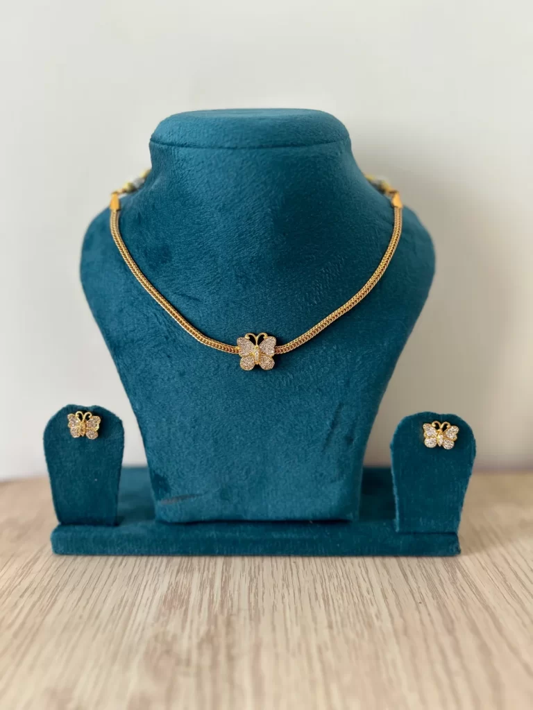 Butterfly Choker Necklace Set with Matching Studs