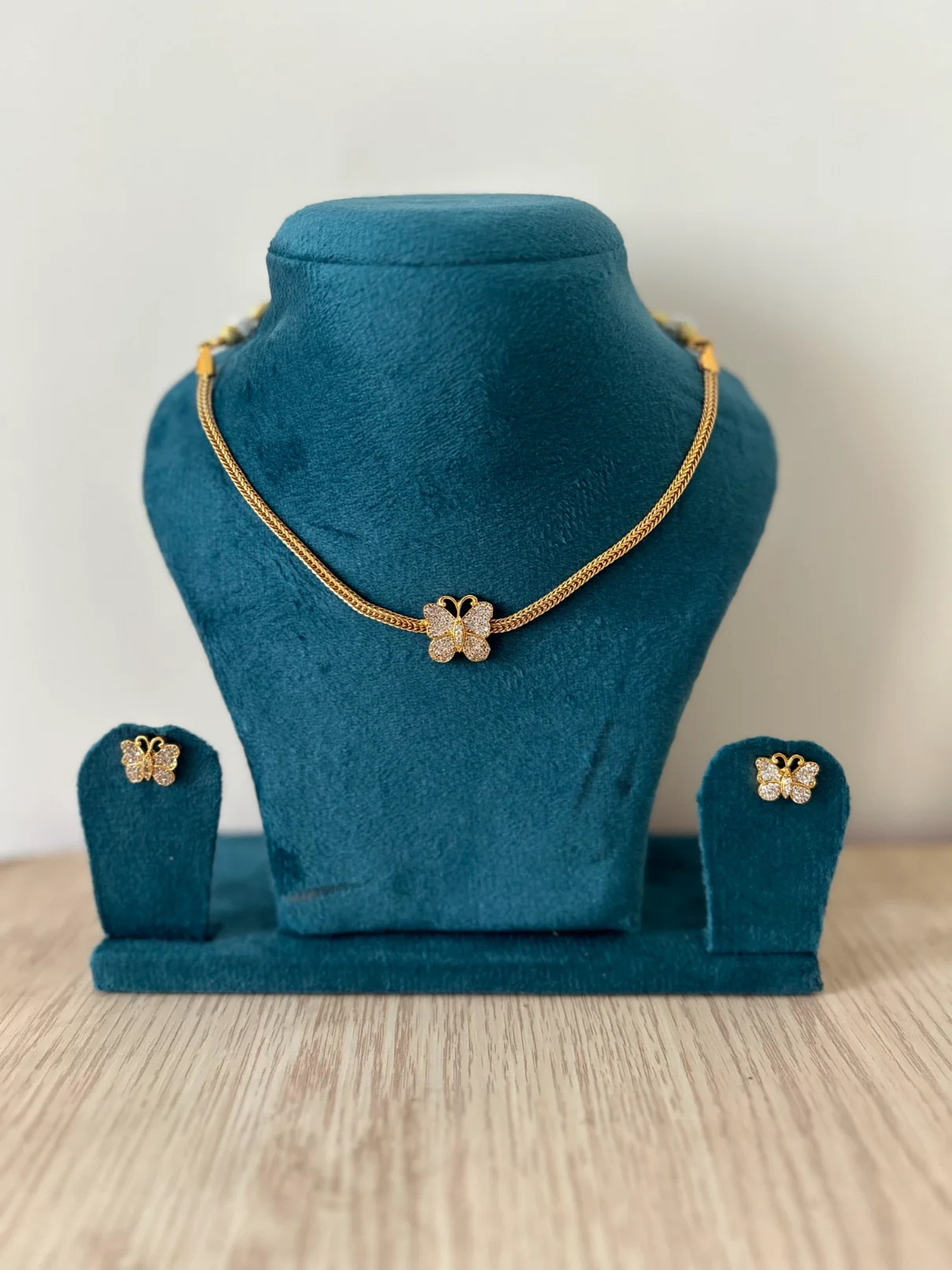 Butterfly Choker Necklace Set with Matching Studs