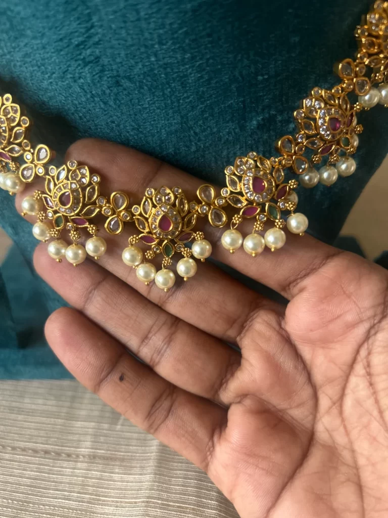 Lotus Pearl Drop Grand Necklace Set