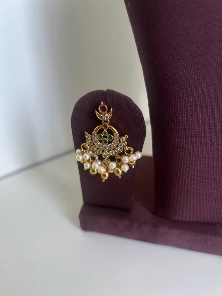 One gram gold look-alike floral necklace set with pearl drops - S-cube Fashions