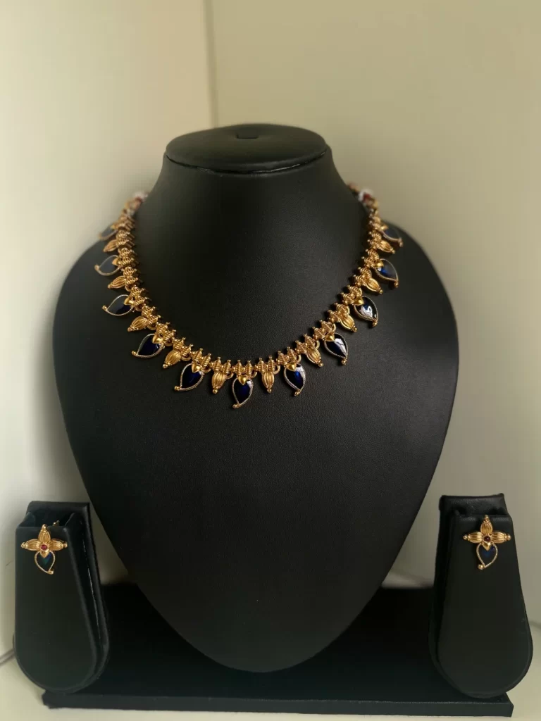 Manga Drop Palaka Necklace Set - Navy Blue