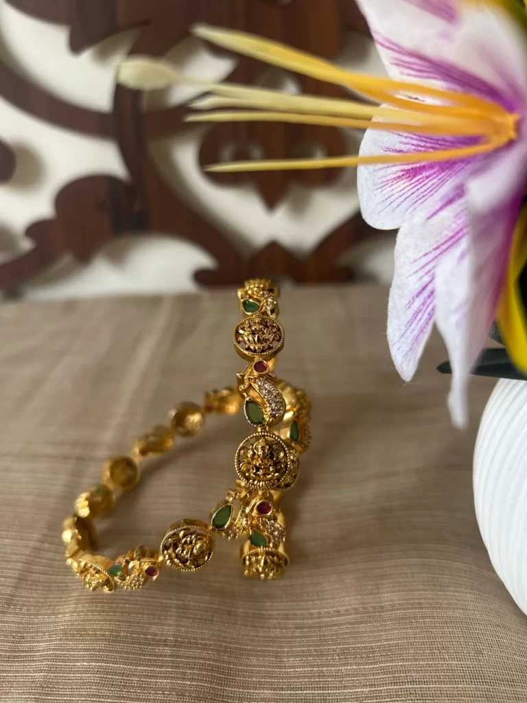 peacock lakshmi antique gold bangle
