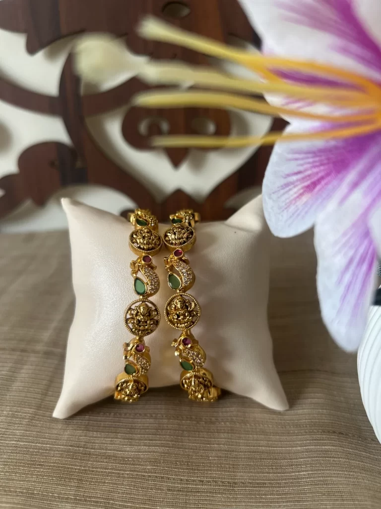Peacock Lakshmi Antique Gold Bangle