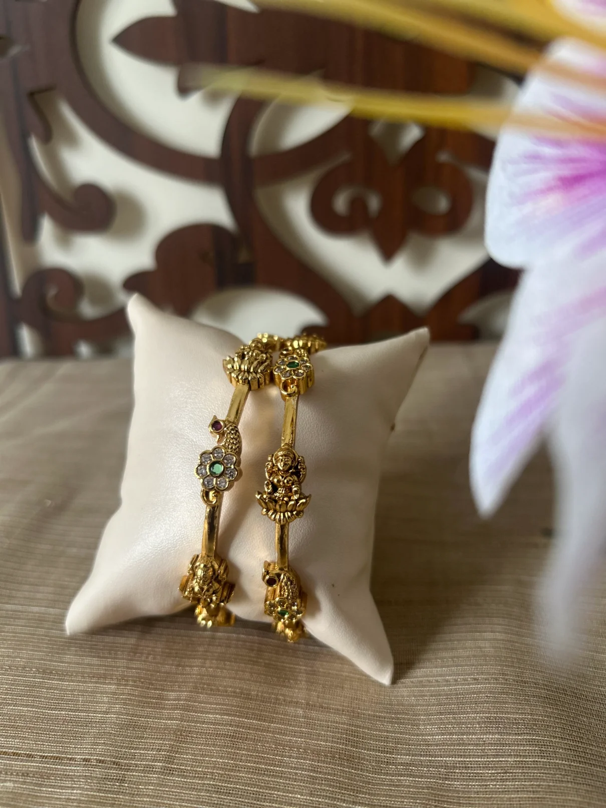 Peacock Floral Lakshmi Antique Bangle