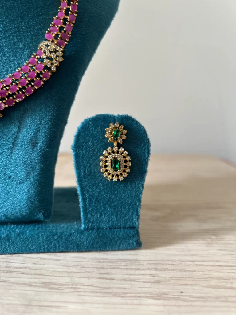 Ruby and emerald choker necklace set - S-cube Fashions