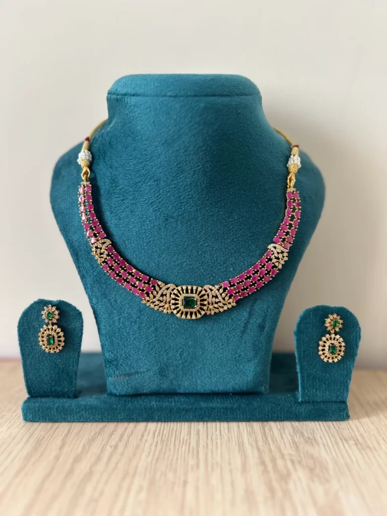 Regal Ruby & Emerald Choker Necklace Set