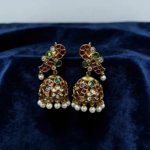 Royal Kundan Peacock Jhumka