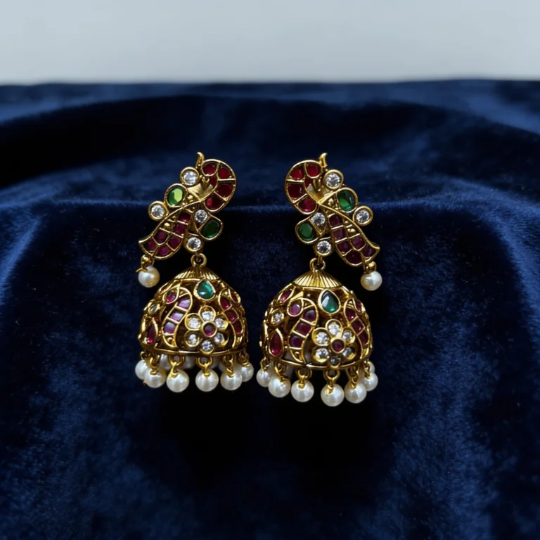 Royal Kundan Peacock Jhumka