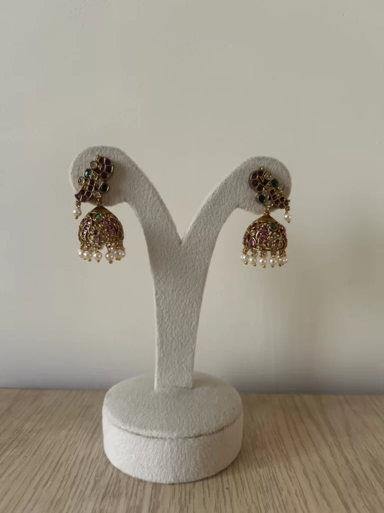 Royal kundan peacock jhumka