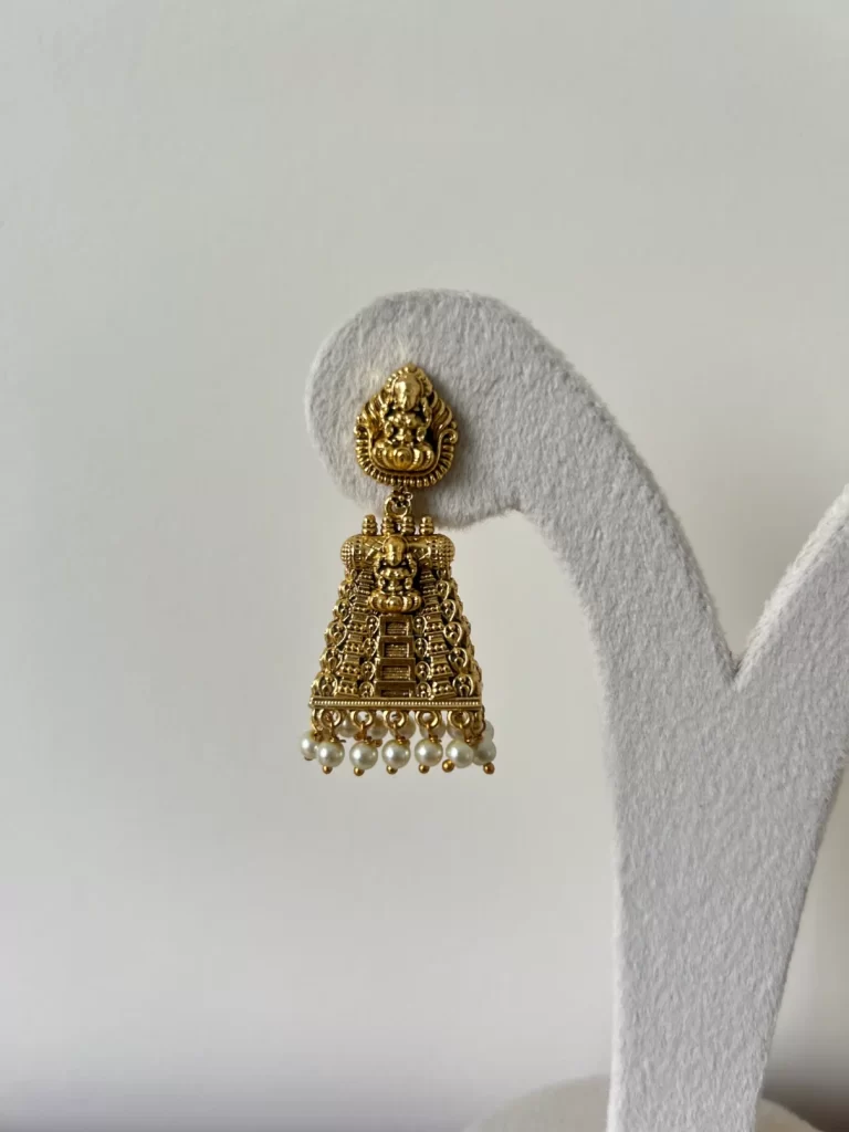 Premium Gopuram Jhumka Earrings-Antique